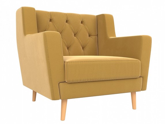 Кресло для отдыха Брайтон Люкс, Желтый (Микровельвет) в Вологде - изображение