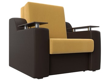 Кресло-кровать Сенатор 80, Желтый\коричневый (Микровельвет\Экокожа) в Вологде
