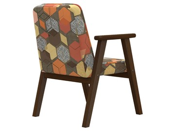 Кресло в гостиную  Ретро ткань геометрия коричневый, каркас орех в Вологде - предосмотр 1