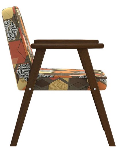 Кресло в гостиную  Ретро ткань геометрия коричневый, каркас орех в Вологде - изображение 3