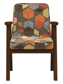 Кресло в гостиную  Ретро ткань геометрия коричневый, каркас орех в Вологде - предосмотр 4