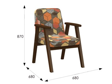 Кресло в гостиную  Ретро ткань геометрия коричневый, каркас орех в Вологде - предосмотр 5
