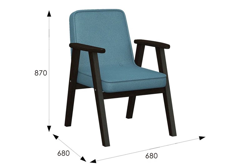Мягкое кресло Ретро ткань голубой, каркас венге в Вологде - изображение 6