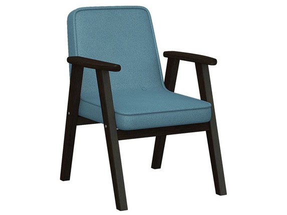 Мягкое кресло Ретро ткань голубой, каркас венге в Вологде - изображение