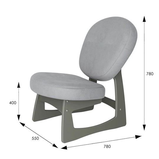 Мягкое кресло Смарт G Силуэт, ткань ультра смок, каркас серый ясень в Вологде - изображение 1