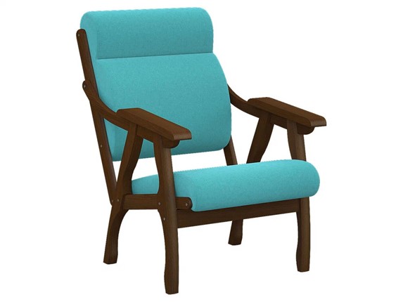 Кресло в гостиную  Вега 10 ткань бирюза, каркас орех в Вологде - изображение