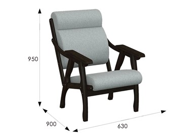 Мягкое кресло Вега 10 ткань серый, каркас венге в Вологде - предосмотр 6