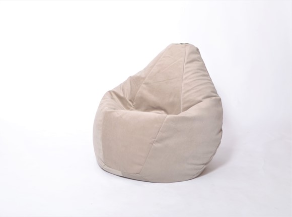 Кресло-мешок Груша малое, велюр однотон, бежевое в Вологде - изображение
