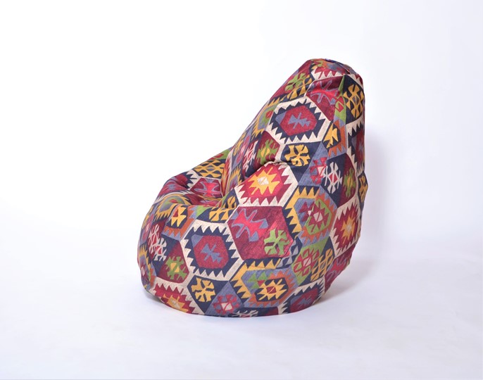 Кресло-мешок Груша большое, велюр принт, мехико графит в Вологде - изображение 1
