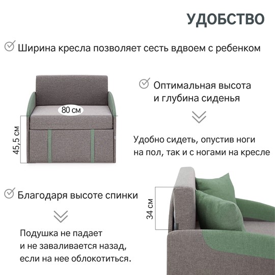 Раскладное кресло Polto серо-коричневый/шалфей (рогожка) в Вологде - изображение 20