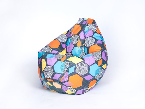 Кресло-мешок Груша большое, велюр принт, геометрия в Вологде - изображение