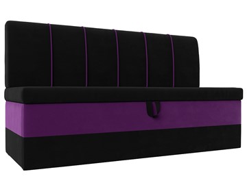 Прямой кухонный диван Энигма, Черный/Фиолетовый (Микровельвет) в Вологде