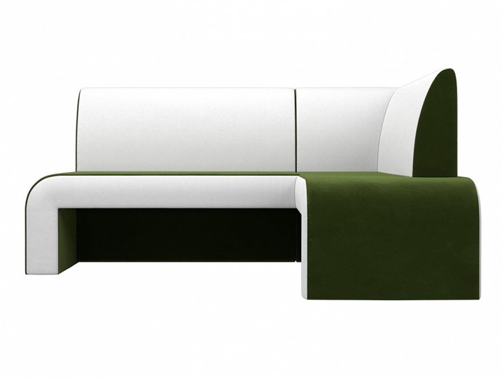 Кухонный диван Кармен угловой, Зеленый/Белый (микровельвет/экокожа) в Вологде - изображение 2