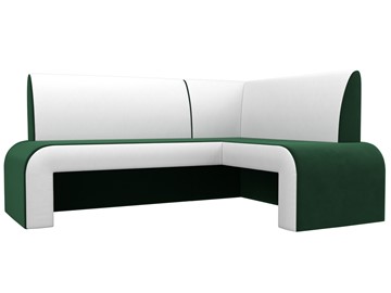 Кухонный диван Кармен угловой, Зеленый/Белый (велюр/экокожа) в Вологде