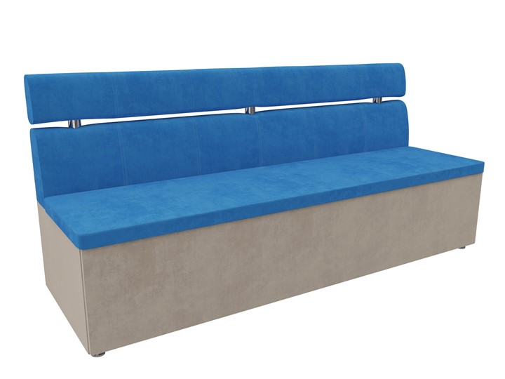 Кухонный прямой диван Классик, Голубой/Бежевый (велюр) в Вологде - изображение 5