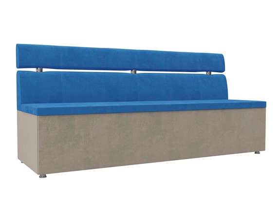 Кухонный прямой диван Классик, Голубой/Бежевый (велюр) в Вологде - изображение