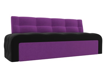 Кухонный прямой диван Люксор, Черный/Фиолетовый (микровельвет) в Вологде