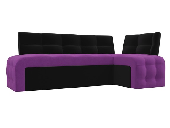 Диван кухонный Люксор угловой, Фиолетовый/Черный (микровельвет) в Вологде - изображение