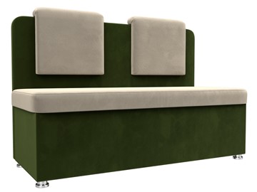 Кухонный прямой диван Маккон 2-х местный, Бежевый/Зеленый (микровельвет) в Вологде