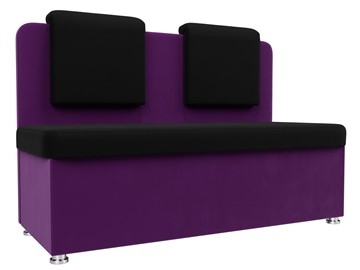 Кухонный прямой диван Маккон 2-х местный, Черный/Фиолетовый (микровельвет) в Вологде - предосмотр