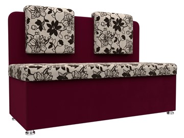 Кухонный прямой диван Маккон 2-х местный, Цветы/Бордовый (рогожка/микровельвет) в Вологде - предосмотр