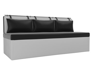 Прямой кухонный диван Метро, Черный/Белый (экокожа) в Вологде