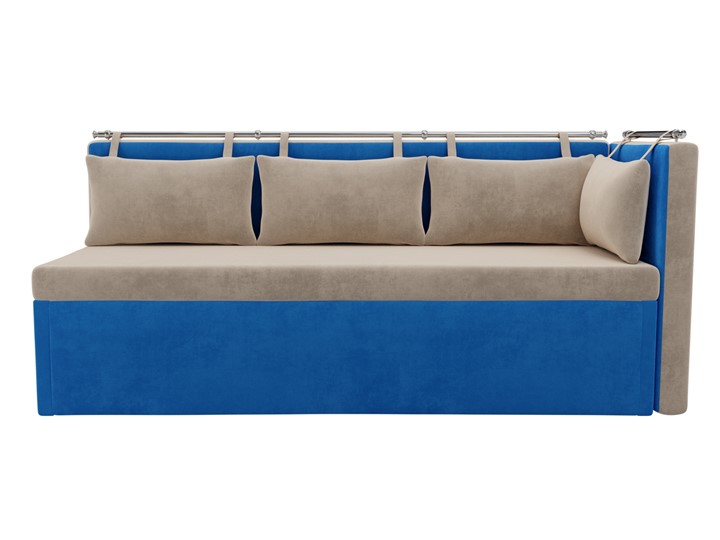 Кухонный диван Метро угловой, Бежевый/Голубой (велюр) в Вологде - изображение 3