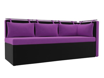 Раскладной кухонный диван Метро угловой, Фиолетовый/Черный (микровельвет) в Вологде