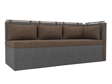 Кухонный диван Метро угловой, Коричневый/Серый (рогожка) в Вологде - предосмотр