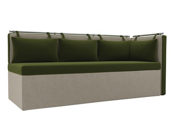 Раскладной кухонный диван Метро угловой, Зеленый/Бежевый (микровельвет) в Вологде