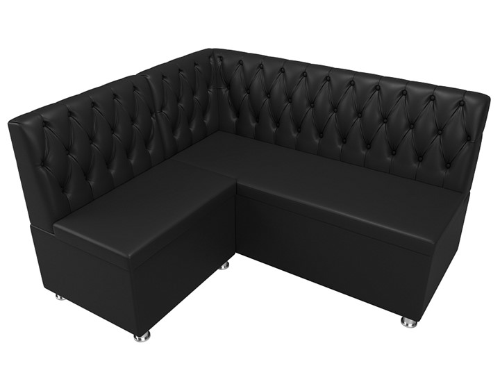 Кухонный угловой диван Мирта, Черный (Экокожа) в Вологде - изображение 4