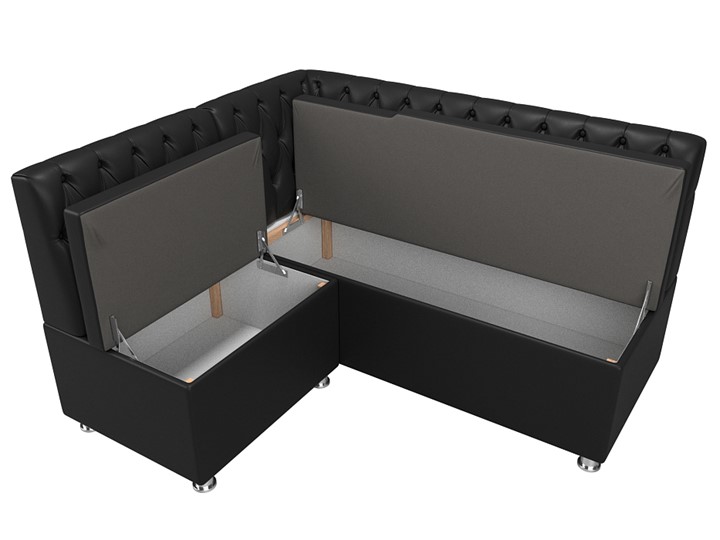 Кухонный угловой диван Мирта, Черный (Экокожа) в Вологде - изображение 5