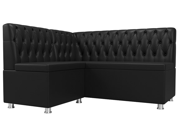 Кухонный угловой диван Мирта, Черный (Экокожа) в Вологде - изображение