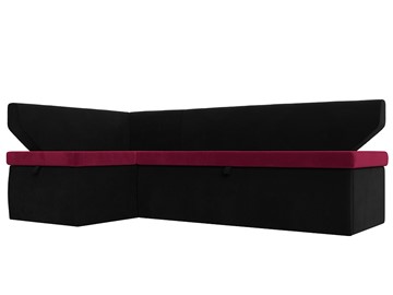 Угловой кухонный диван Омура, Бордовый\Черный (Микровельвет) в Вологде