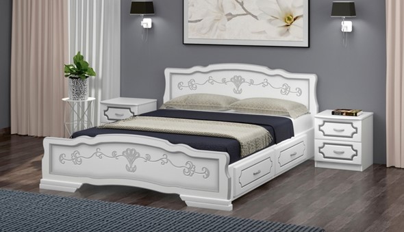 Кровать с выкатными ящиками Карина-6 (Белый Жемчуг) 140х200 в Вологде - изображение