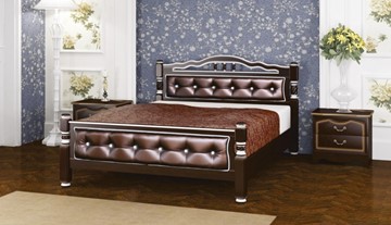 Спальная кровать Карина-11 (Орех Темный, обивка бриллиант) 140х200 в Вологде