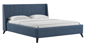 Кровать с механизмом 2-спальная Мелисса 160,арт. Тори 83 велюр (серо-синий) + кроватное дно в Вологде - предосмотр