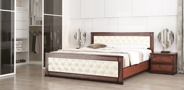 Спальная кровать Стиль 2, 160х200, кожзам, с основанием в Вологде - изображение