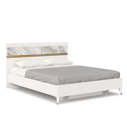 Двуспальная кровать 1600 Айла ЛД 688.120.000 с основанием, Белый/Статуарио, исполнение 1 в Вологде - изображение