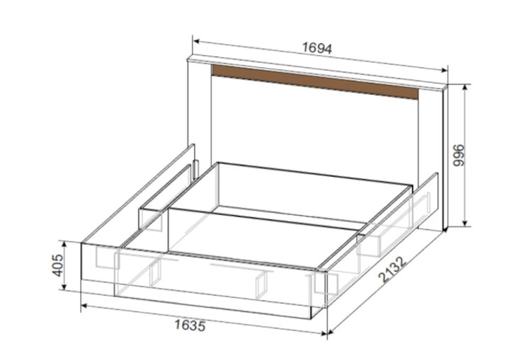 Кровать №3 (универсальная 1,6х2,0 страйп) серия №2, дуб делано/дуб венге в Вологде - изображение 2