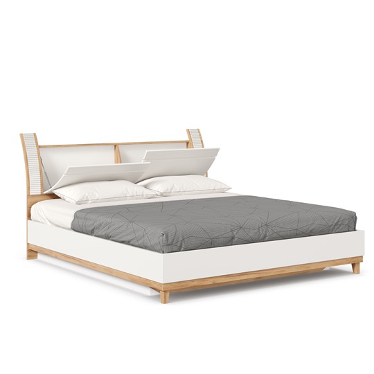 Кровать спальная Бари 1800 с подъёмным механизмом Дуб Золотой/Белый ЛД 698.220 в Вологде - изображение 2