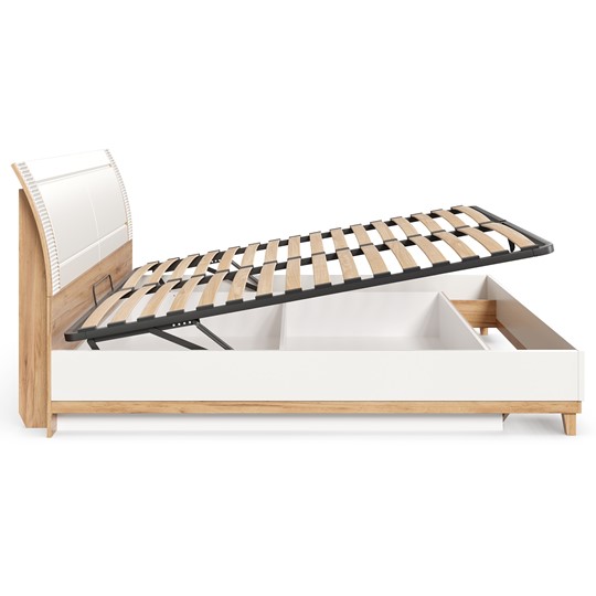 Кровать спальная Бари 1800 с подъёмным механизмом Дуб Золотой/Белый ЛД 698.220 в Вологде - изображение 10