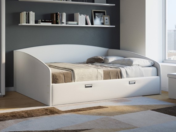 Спальная кровать Bono 160х200, Экокожа (Белый) в Вологде - изображение
