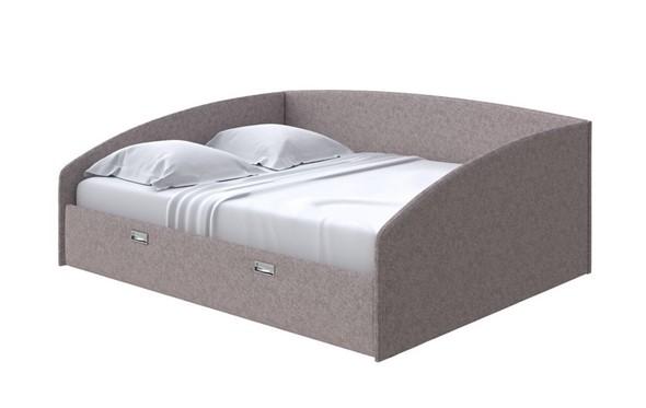 Кровать двуспальная Bono 160х200, Рогожка (Levis 25 Светло-коричневый) в Вологде - изображение