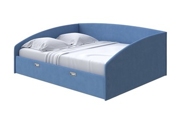 Кровать двуспальная Bono 160х200, Рогожка (Тетра Голубой) в Вологде