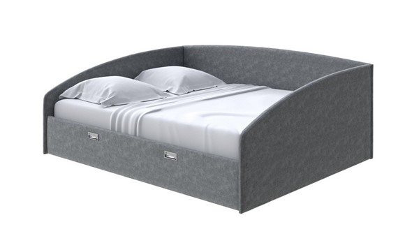 Кровать двуспальная Bono 160х200, Велюр (Gratta 4 Серый космос) в Вологде - изображение