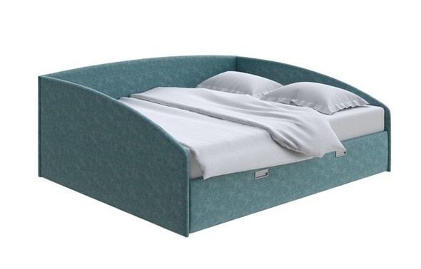 Кровать двуспальная Bono 160х200, Велюр (Gratta 5 Морская лагуна) в Вологде - изображение