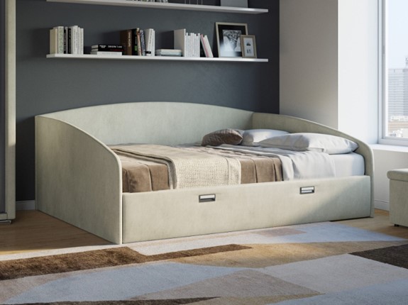 Спальная кровать Bono 160х200, Велюр (Лофти лён) в Вологде - изображение
