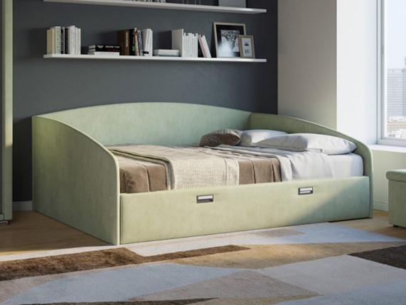 Кровать в спальню Bono 160х200, Велюр (Лофти Олива) в Вологде - изображение