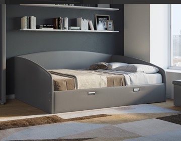 Двуспальная кровать Bono 180х200, Экокожа (Серый) в Вологде - предосмотр